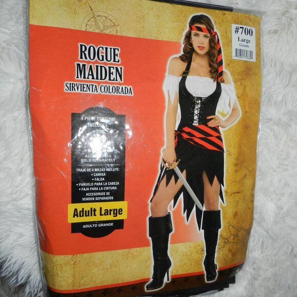 Rogue Maiden Pirate Costume Womens Large 10-12  Black/Red 🆕SHIPS FAST😮‍💨⚡🚚 - Picture 1 of 16